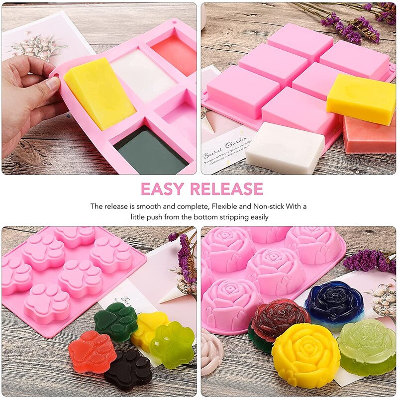 3D Handmade Silicone Soap Molds Bee Honeycomb Chocolate Biscuit Ice Cube Silicone Mold Tools DIY Flower Shape Soap Resin Crafts