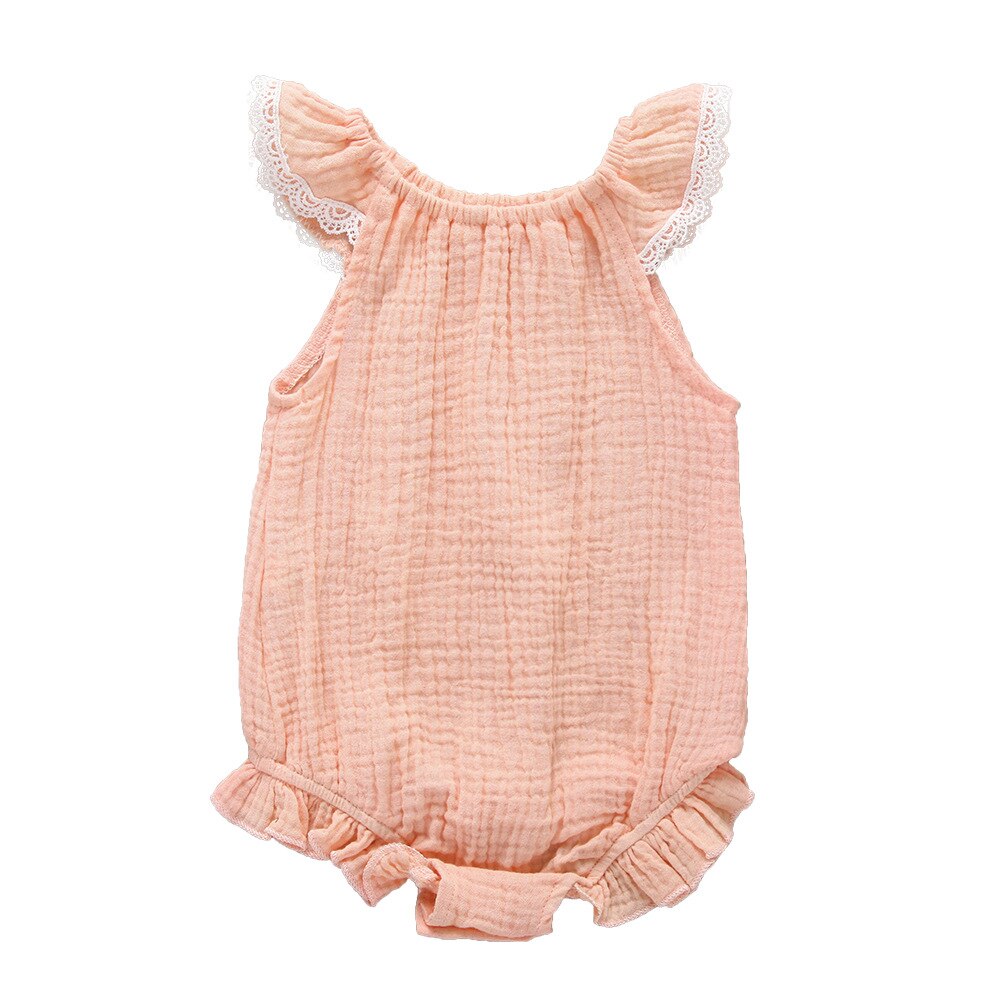 Mono de verano sin mangas para recién nacidos, peleles de algodón para bebés, de una sola pieza, ropa para bebés: Pink / 24 meses