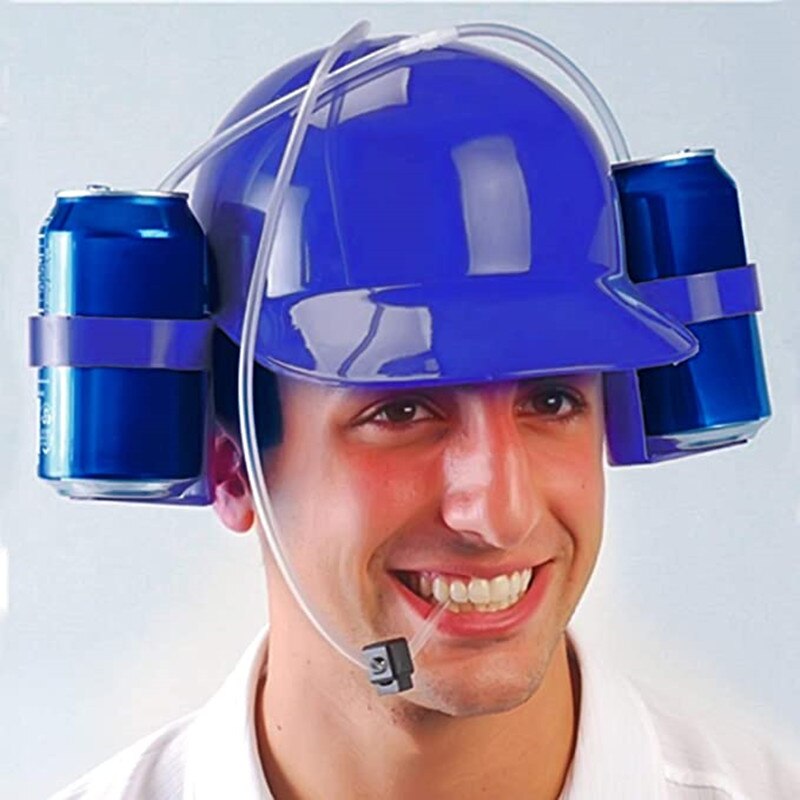 Drinking Helmet Hat Novel And Interesting Canned Drinker Hat With Straws Black Red Beer Soda Party Hat Men Women