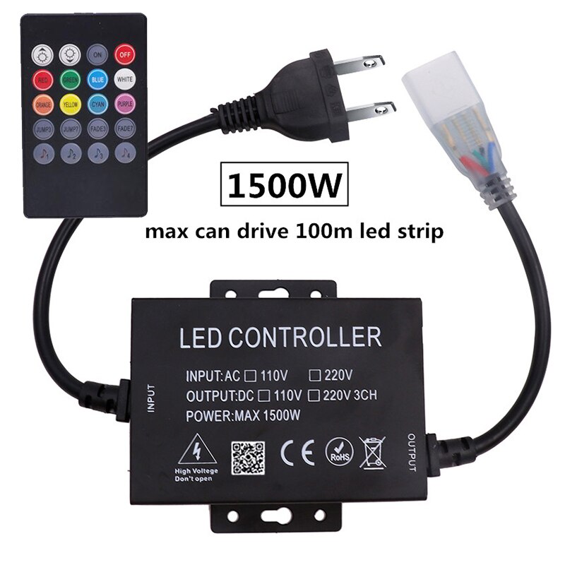 Music Bluetooth Controller Dimmer 750W 1500W US 110V EU AU UK 220V For 5050 LED Strip Neon Light IOS/Android App controller: 1500W / 110V US plug
