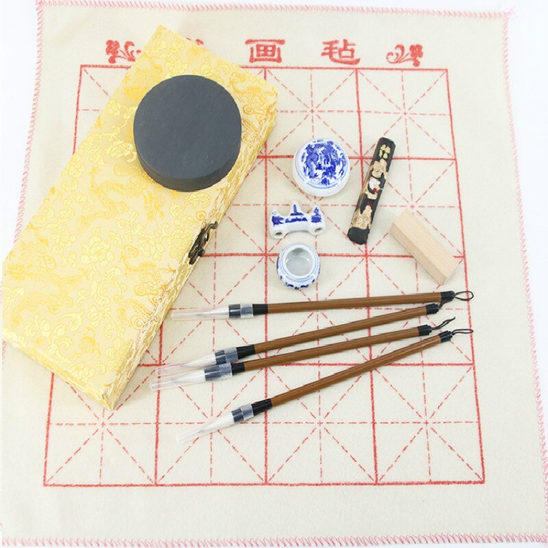 Chinese traditional calligraphy pen Set box student Regular Script Writing Brush Beginner's special practice Writing brush