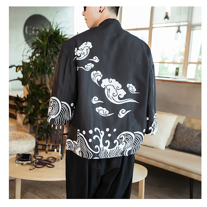 Chemise chinoise à imprimé Floral Dragon pour hommes, vêtements traditionnels chinois, Cardigan asiatique, Costume de fête rétro, Plus Tangsuit