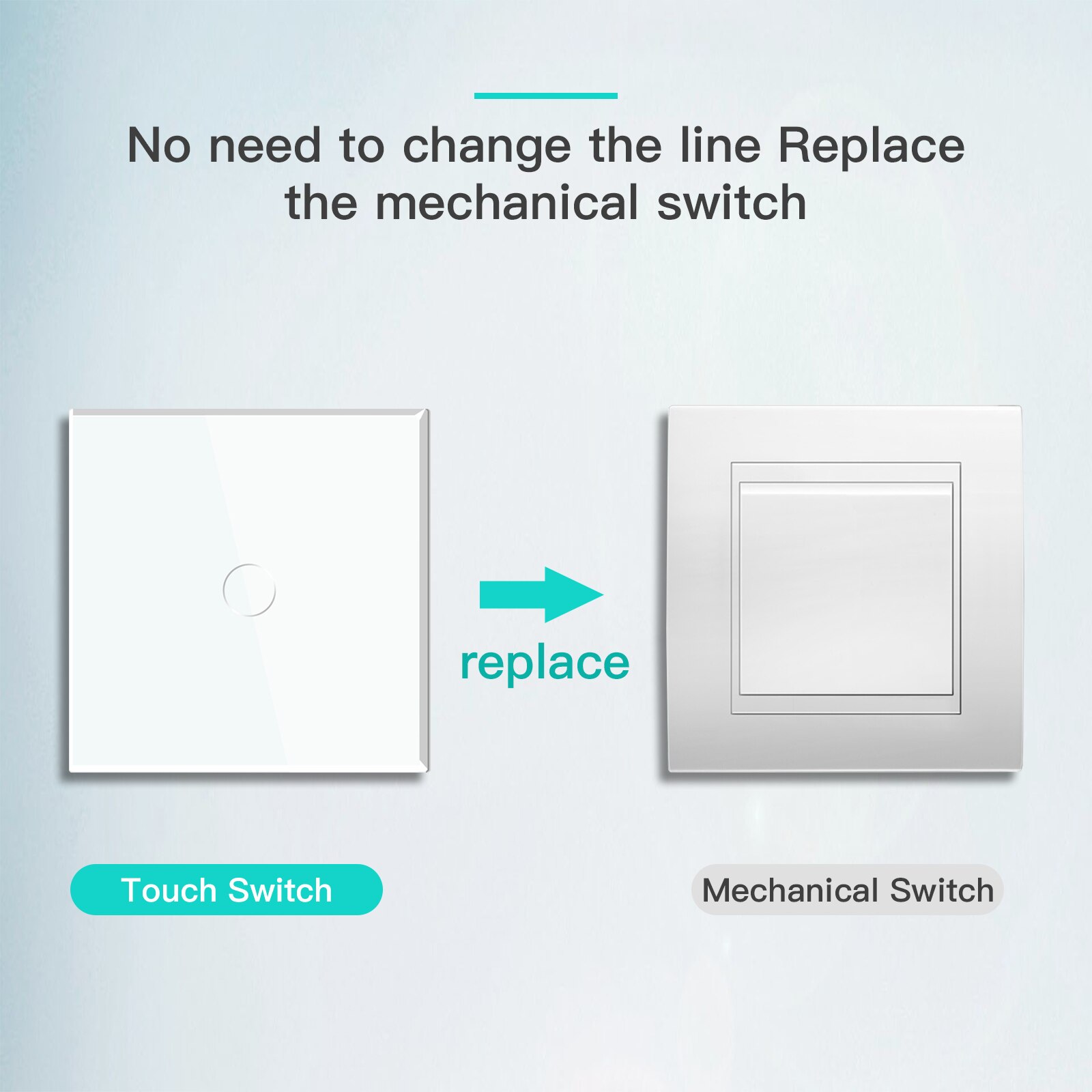 Bseed-Interruptor de escalera intermedio Mvava, 1 Gang, luz esclavo Maestro de la UE, táctil, Panel de cristal blanco y gris, mejora del hogar