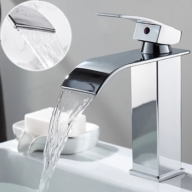 Watervalkraan Badkamer Wasruimte Wastafelkraan Warm en koud water voor het wassen van gezicht en handen Aanrecht wastafelkraan