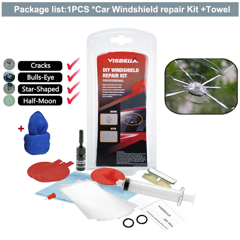 VISBELLA Car Windshield Repair Kit DIY Window Repair Tool Windscreen Glass Scratch Crack Restore Renewal Window Screen Polishing: Windshield 4
