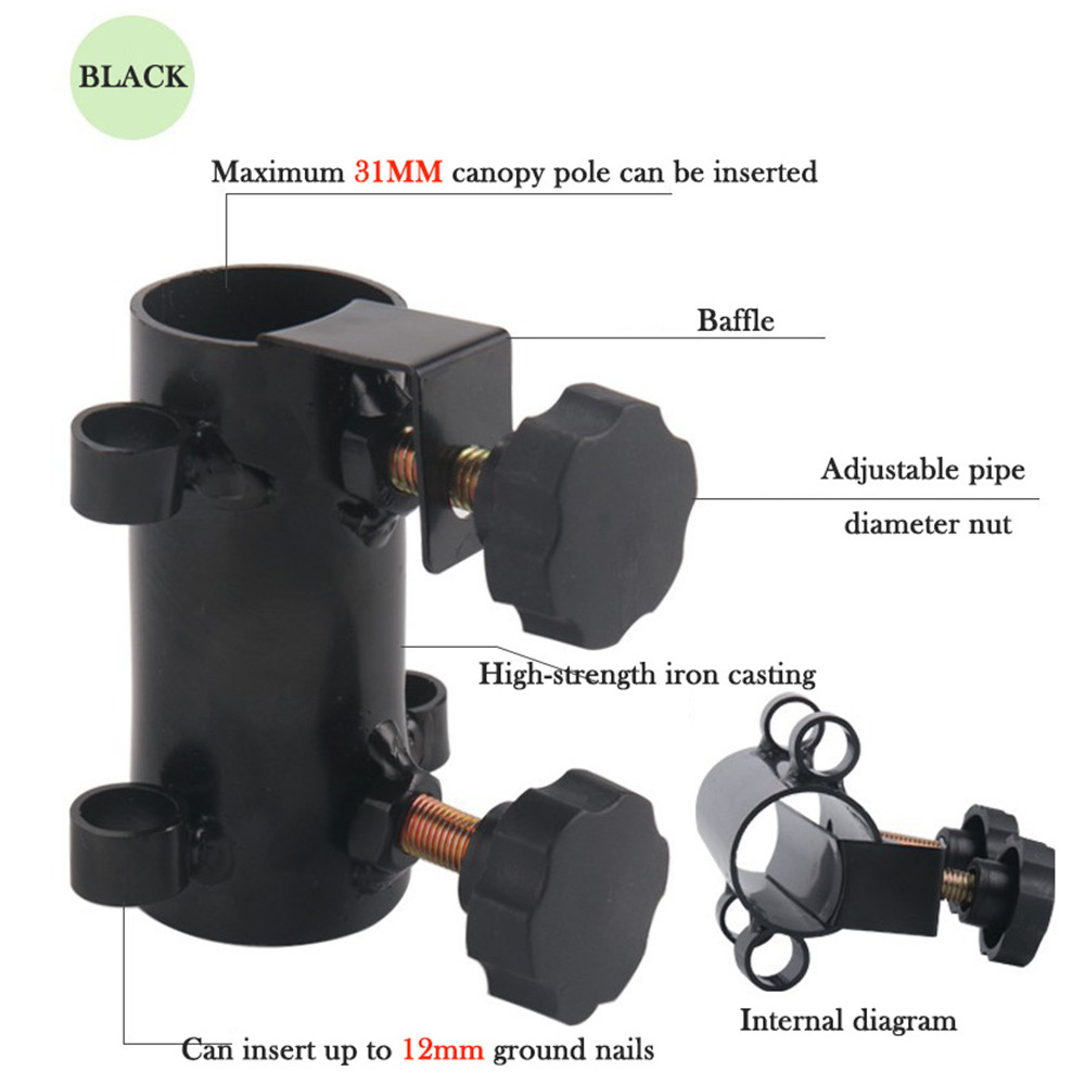Luifel Staaf Houder Rvs Moer Verstelbare Baffle Outdoor Hike Camping Luifel Vissen Paraplu Pole Winddicht Vaste Stand