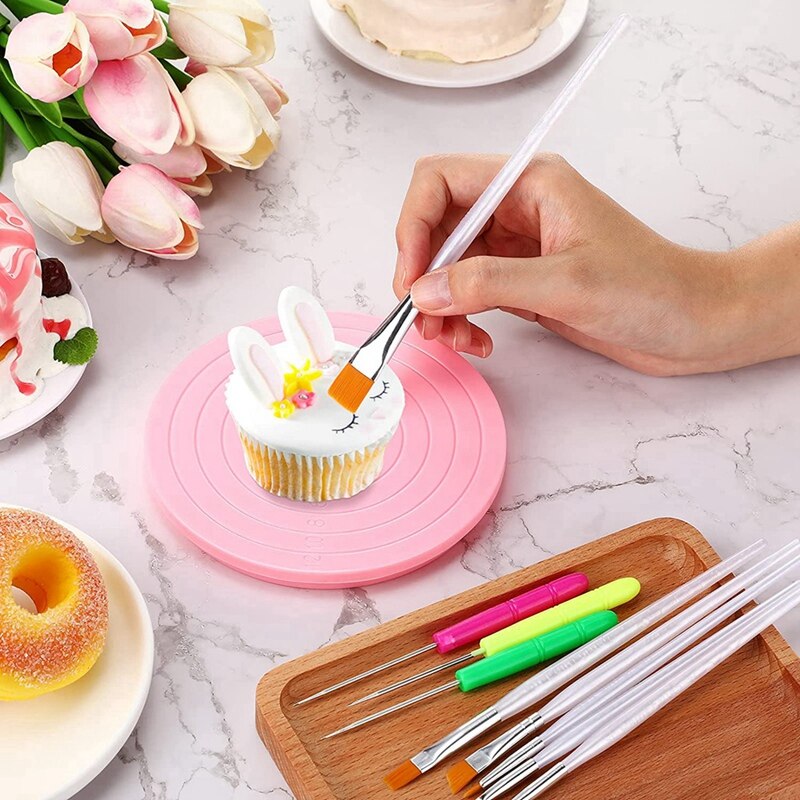 Cookie Decorating Kit,Round Cookie Turntable Decorating,Cookie Decoration Brushes Revolving Cookie Swivel Stand