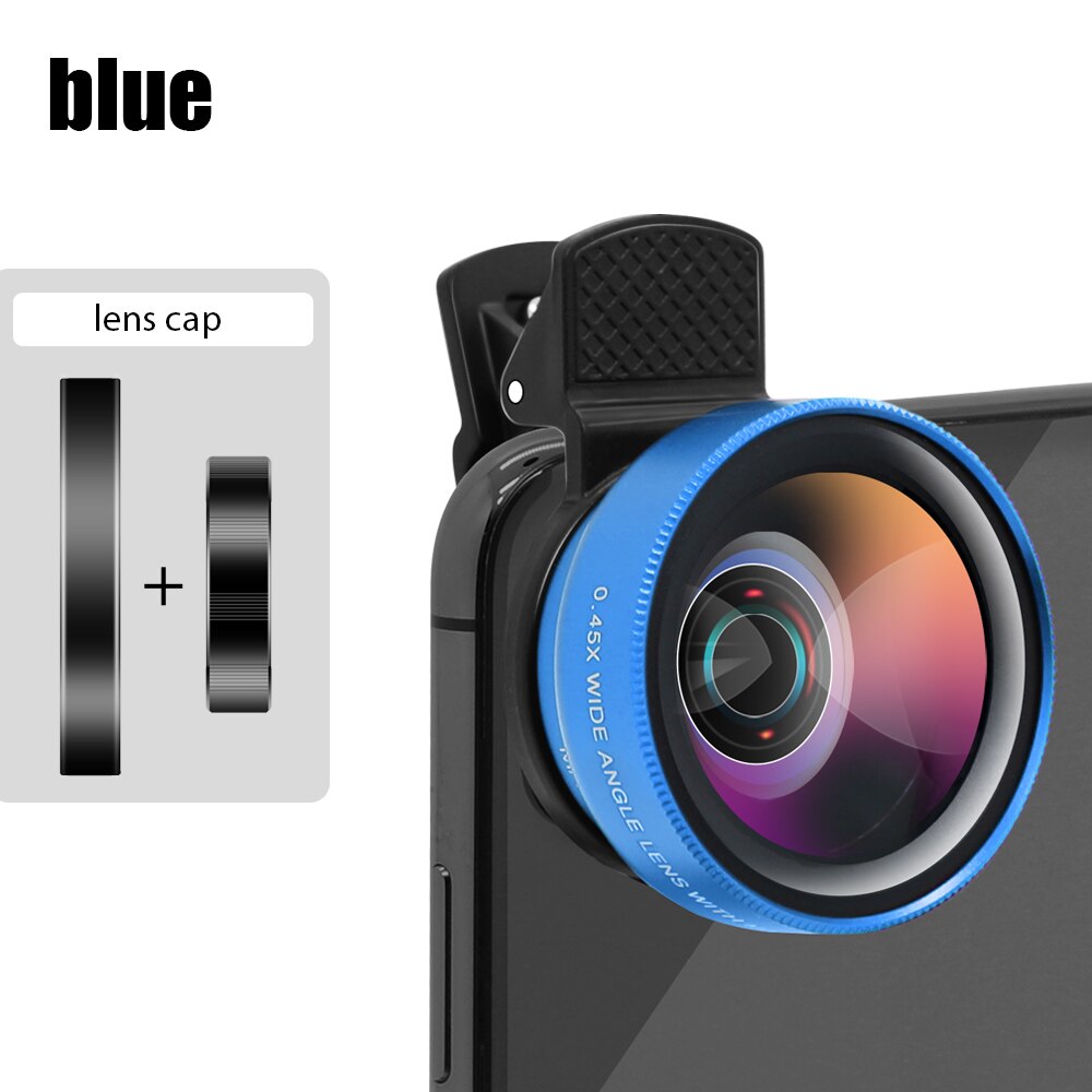 telescopio para celular lente macro para celular объектив ojo de pez xiaomi lente macro teleobjetivo para moviLente Macro para teléfono, ojo de pez, lupa para cámara de teléfono, lente de cámara de teléfono, ojo de pez: Blue