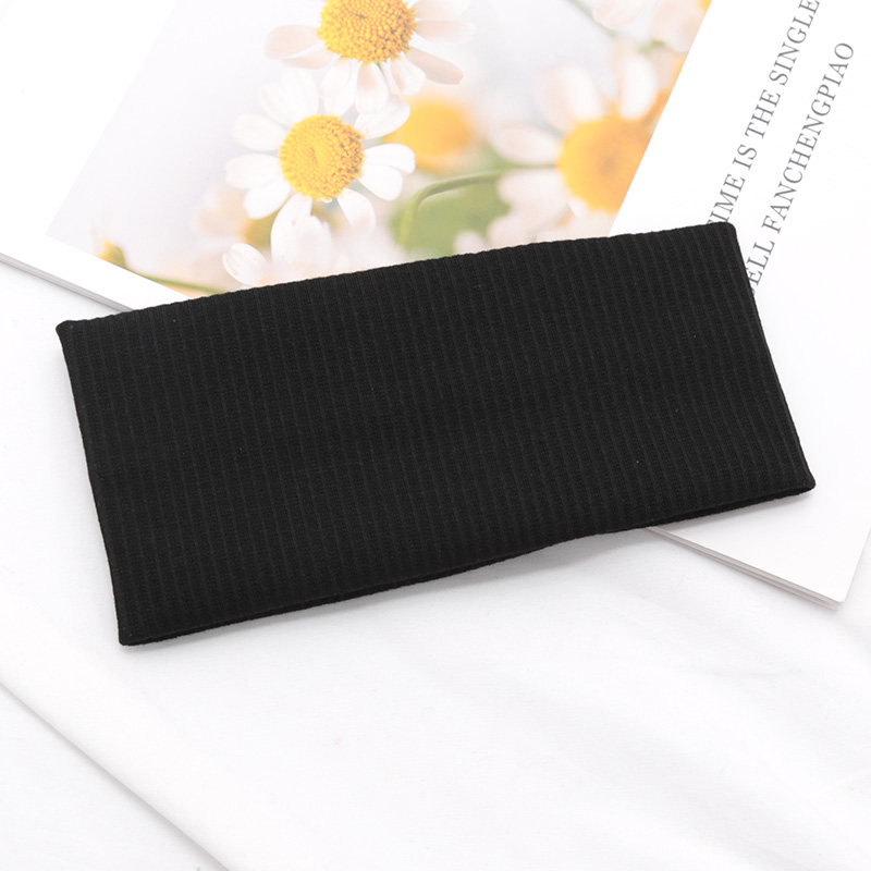 Diadema ancha Lisa para mujer, banda elástica para el pelo, Aro para maquillaje, Yoga, Vintag, envoltura para la cabeza, peinados, accesorios para el cabello de: Negro