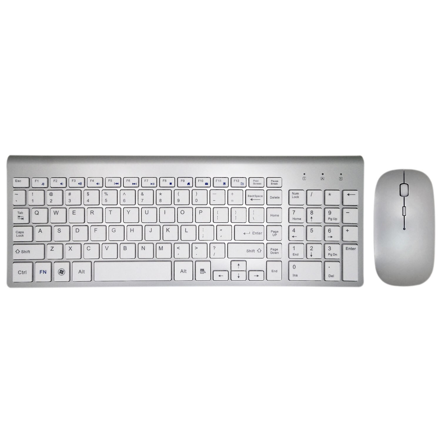 Drahtlose Tastatur und Maus Combo 2,4G Ultra Dünne Kompakte Voll Größe Ruhig Schere Schalter Tastatur und Mäbenutzen für Fenster Laptop PC: Silber- Weiß