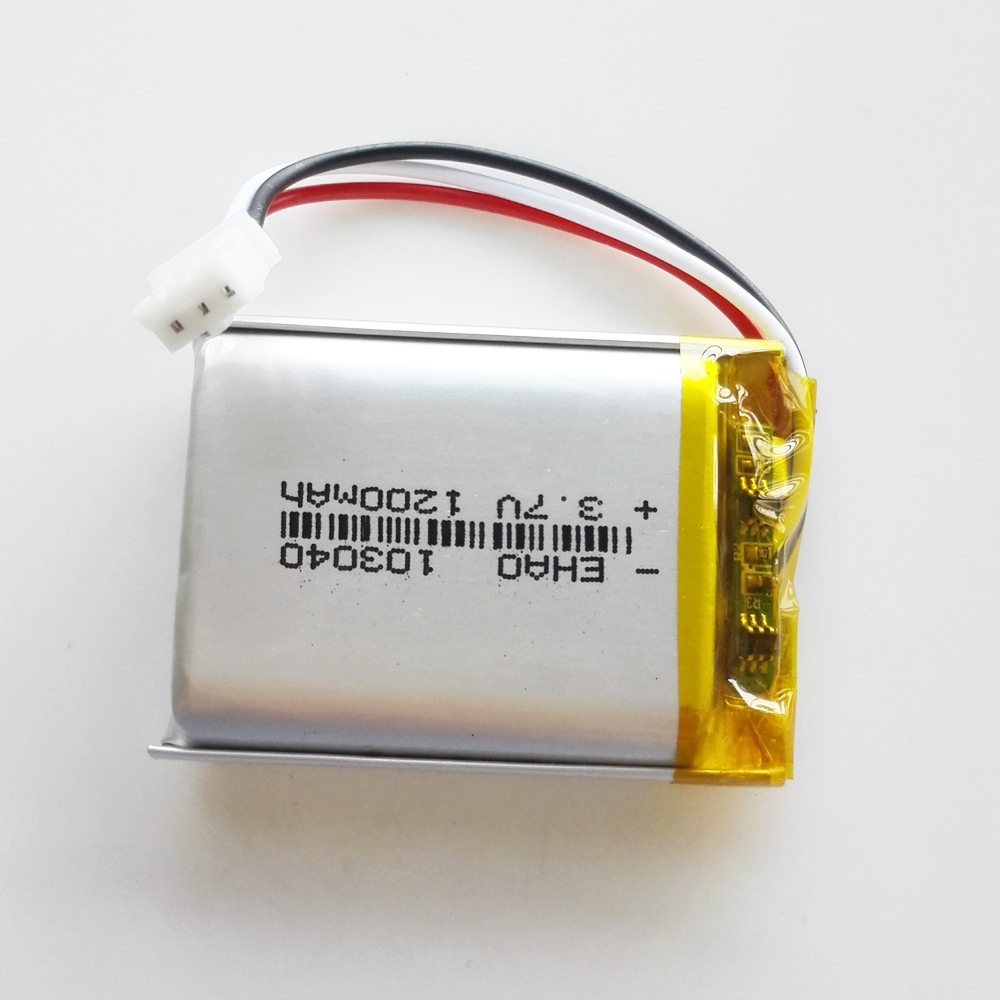 3.7V 1200mAh Lipo Polymer Lithium Rechargeable Battery + JST PH 3pin 2.0mm Plug For MP3 GPS DVD Rrecorder Headset Camera 103040