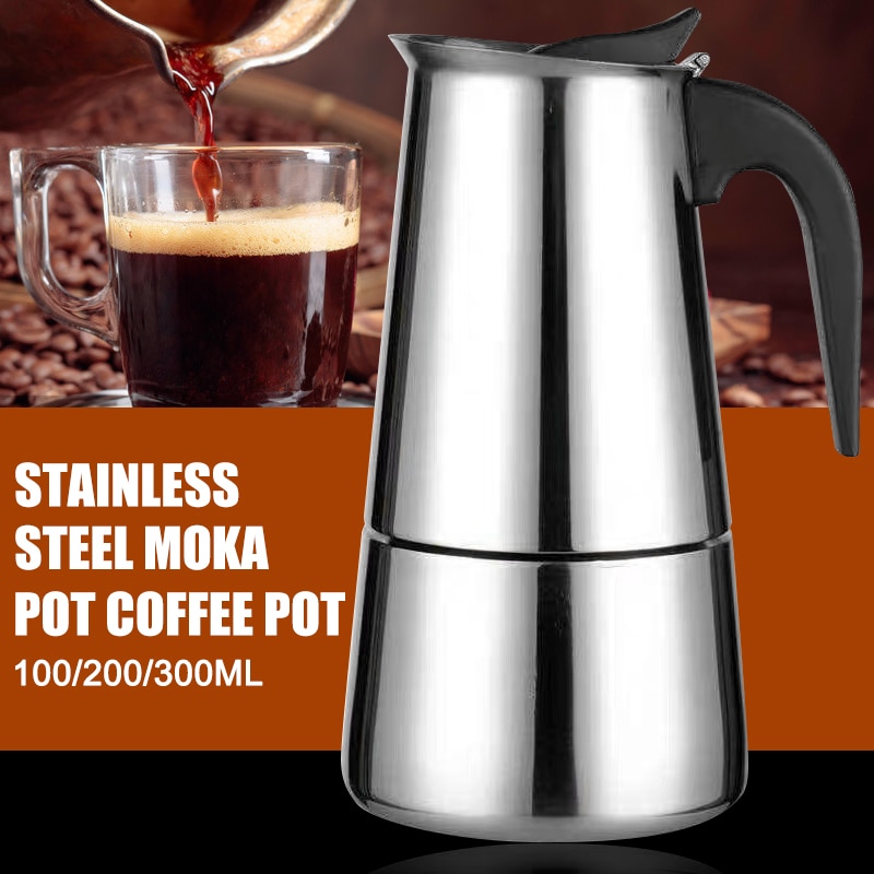 Espresso Maker 2/4/6 Cups Stainless Steel Mocha Pot Espresso Pot Espresso Maker 100/300/200ML WXV