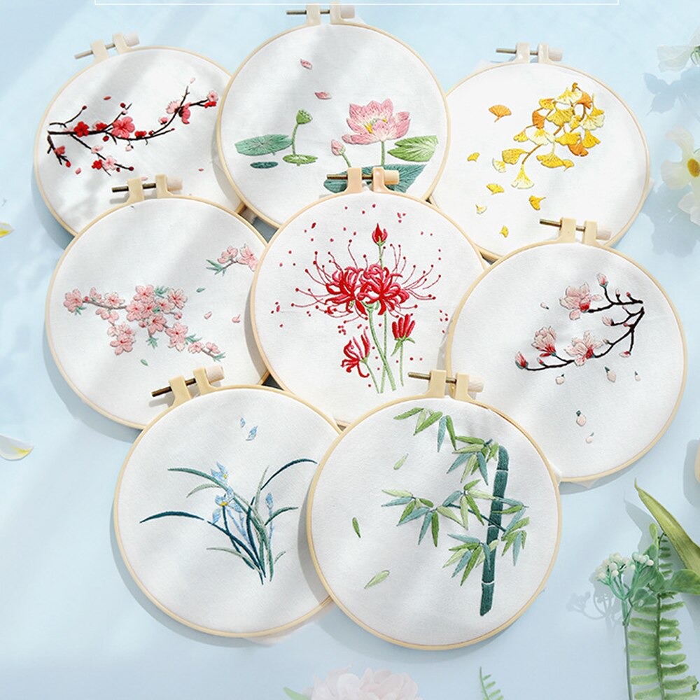 DIY Embroidery Flower Painting Interesting Handicrafts DIY Material Kits Beginner Embroidery Embroidery Kit Stitch Kit