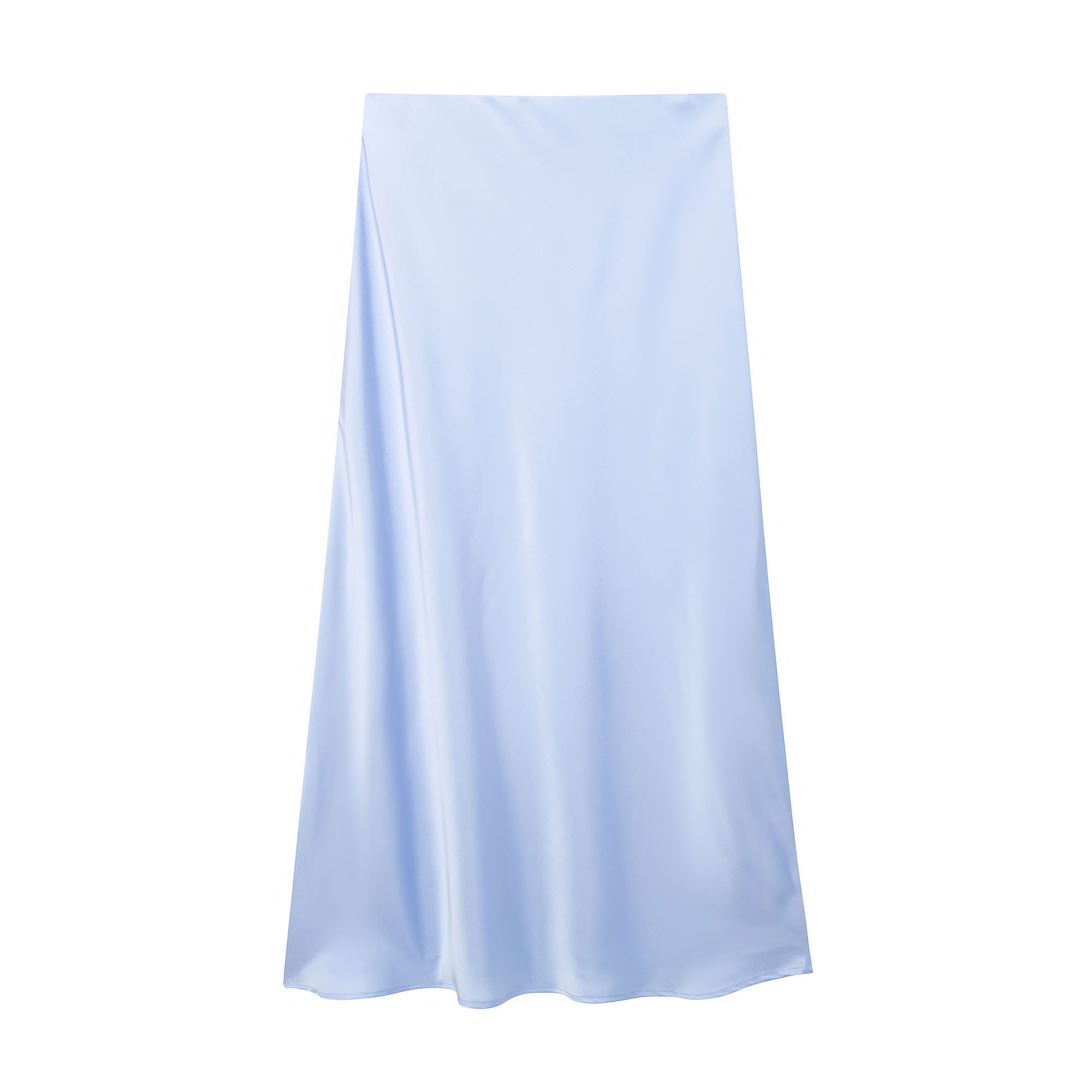 Willshela, falda Midi plisada lisa de satén a la para mujer, faldas elegantes Vintage con cintura media elástica para mujer: XS / Azul cielo