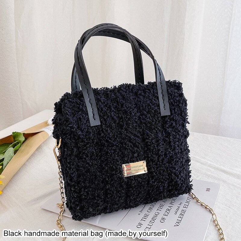 Creatieve Weven Zak Diy Handwerk Tas Maken Materialen Klink Haak Mesh Doek Wol Zakken Praktische Tas Maken Naaien Accessoires: Black