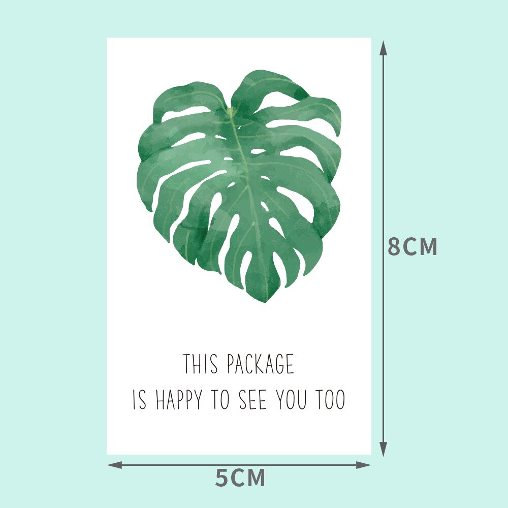 10-50pcs Green Leaf Rectangular Sticker Packaging Supplies Box Sealed Sticker Sticker Coated Paper Label
