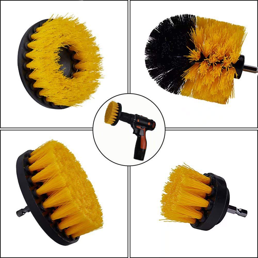 3Pcs/Set Electric Drill Brush Kit Plastic Round Cleaning Brush For Carpet Glass Car Tires Nylon Brushes Power Scrubber Drill