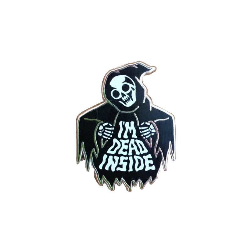 Ik Ben Dode Binnen Skelet Broche Death Grim Reaper Emaille Pin Dark Halloween Accessoire