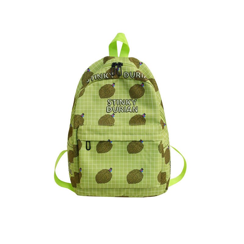 Girls Fruit Printing Backpacks Teenager Preppy Style Canvas Schoolbags Large Cute Tomato Avocado Durian Print Travel Bags: Durian