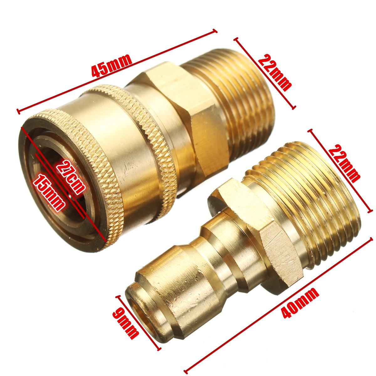 2pcs 3/8" Quick Connect Coupler Adapter Male To M22 Male Pressure Washer Connector for Quick Connecting Garden Hose Car Washer