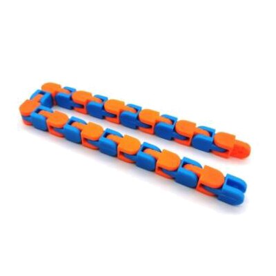 Divertente Puzzle colorato tracce di giocattoli sensoriali Snap And Click fidget toy catena di biciclette orbitali tracce stravaganti bracciale fluido catena attorcigliata: BLUE ORANGE