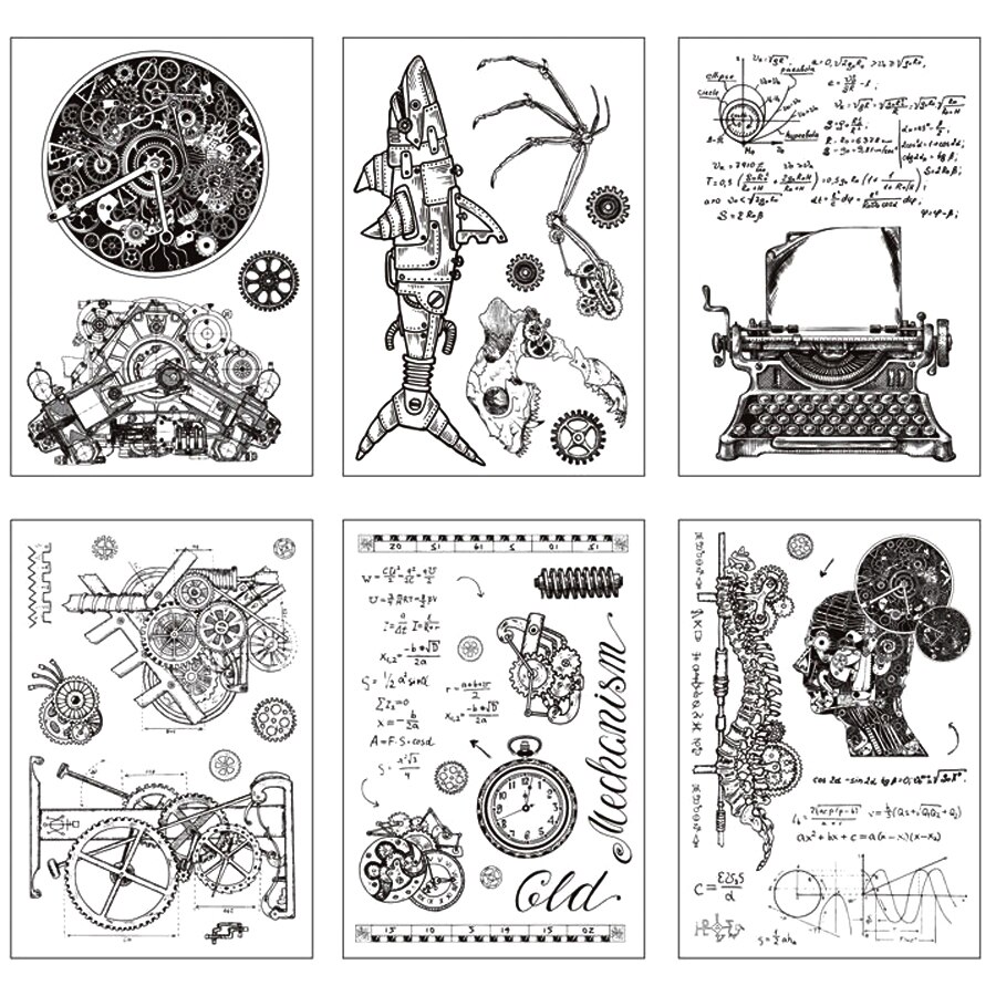 JIANWU Steampunk Mechanische Klar Briefmarken transparent Silikon Dichtung für DIY Scrapbooking Fotoalbum Karte, Der Handwerk Liefert