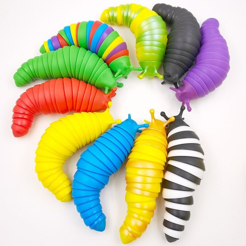 Fidget Slug Articulated Slug Finger Flexible Fidget Sensory Toys Anti-Anxiety Relief Year Chritmas for Aldut Chidlren