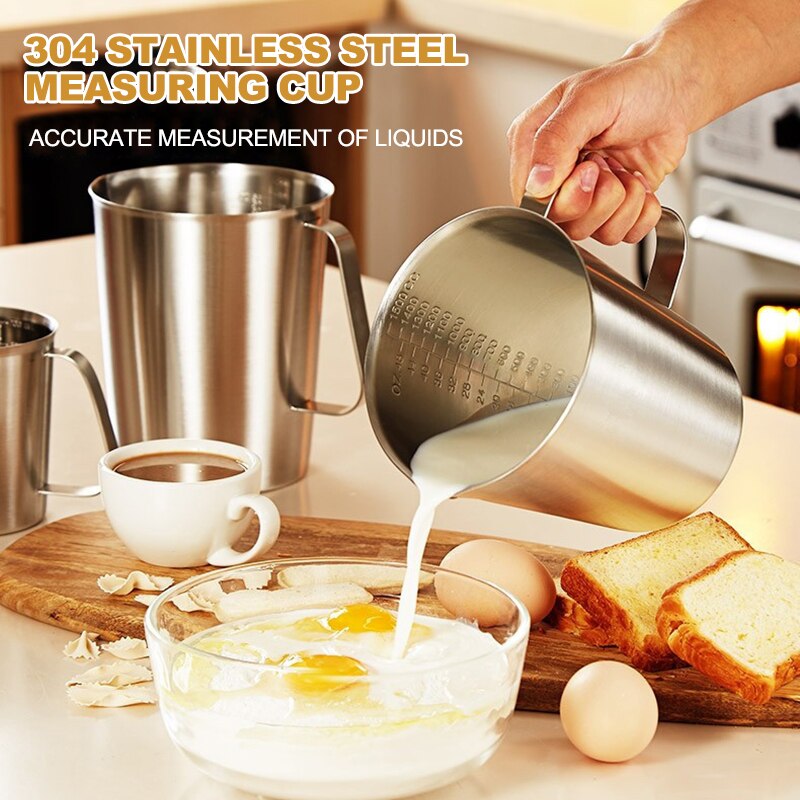 200/500/1000ml Edelstahl Messbecher Becher Mischen Harz Werkzeuge Präzision Absolvierte Küche Krug Gießen Auslauf backen Kochen