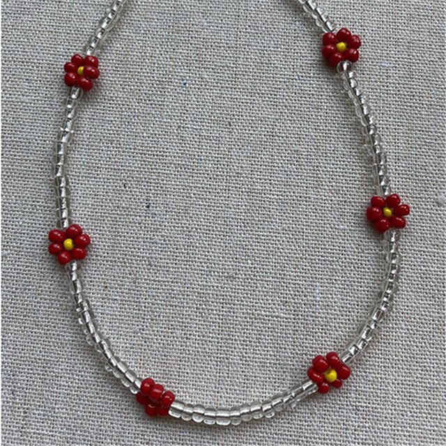 HUANZHI Lovely Beaded Choker Cherry Pineapple Weave Fruit Flowers Necklace for Women Girls Party Jewellery: 5