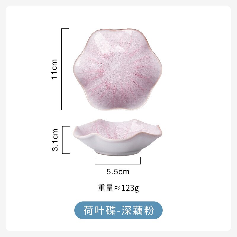1pc små keramiske tallerkener porcelænsovn glaseret blomst form sauce fad japansk stil pickled dip serveringsfade: C