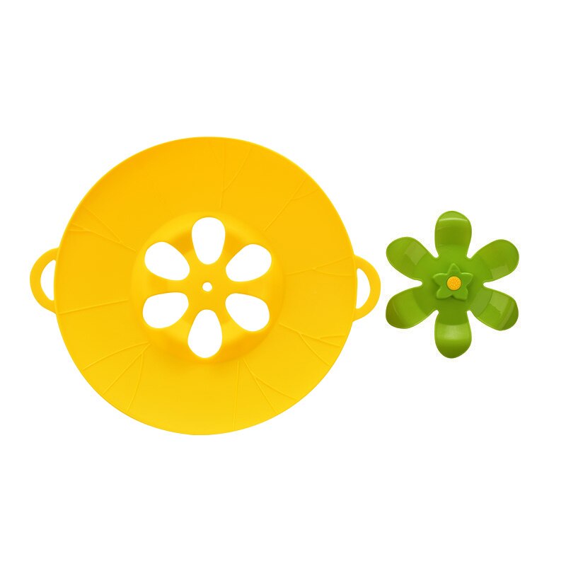 Siliconen Pot Deksel Anti-Spill Pan Cover 3D Milieuvriendelijke Bloem Deksel Spill Stopper Cover Voor Pot Pan Keuken Kookgerei gebruiksvoorwerp: YELLOW