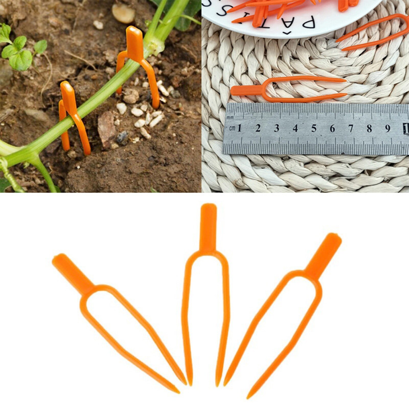 Anlage Clip 100 stücke Erdbeere Gabel Werkzeug Gartenarbeit Kunststoff 100 STÜCKE/einstellen Umwelt Orange Haltbaren Festen Leuchte Schellen