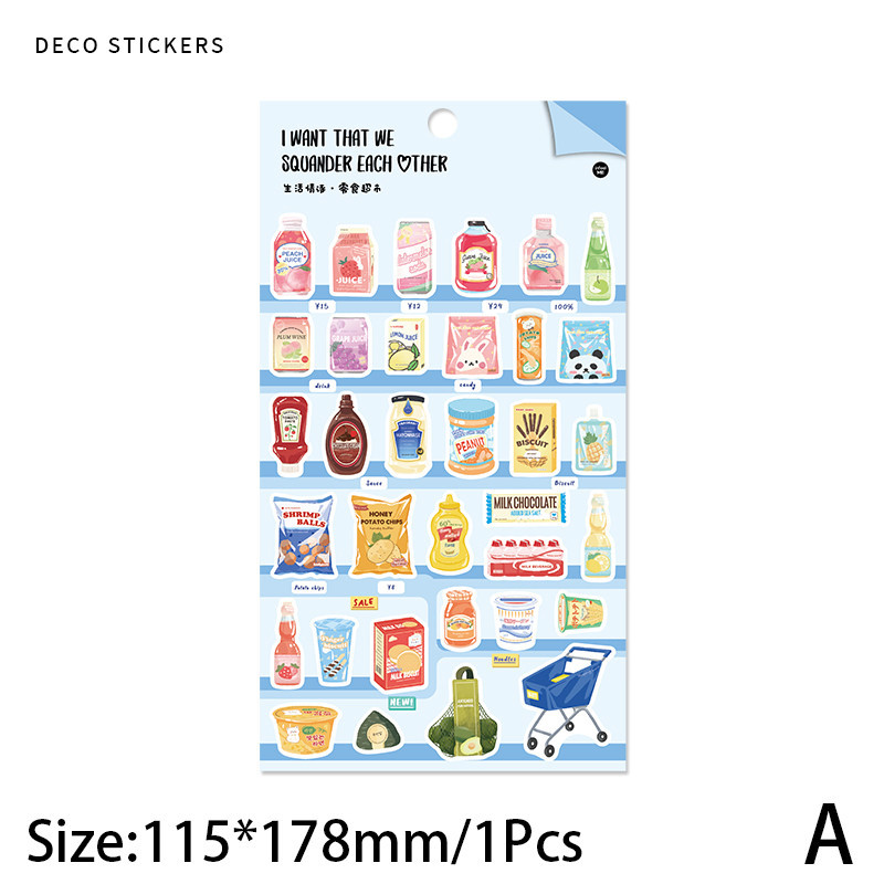 Journamm Cartoon Daily Necessities Stickers DIY Scrapbooking Art Collage Junk Journal Decor Sticker Stationery: WHITE