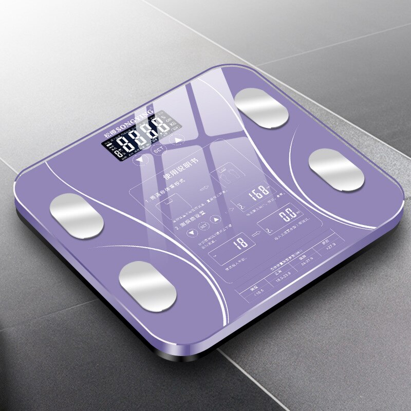 Body Fat Scale Bathroom Smart Digital BMI Scale High-precision Weighing Scale LED Display Balance Composition Analyzer APP 180KG: Purple