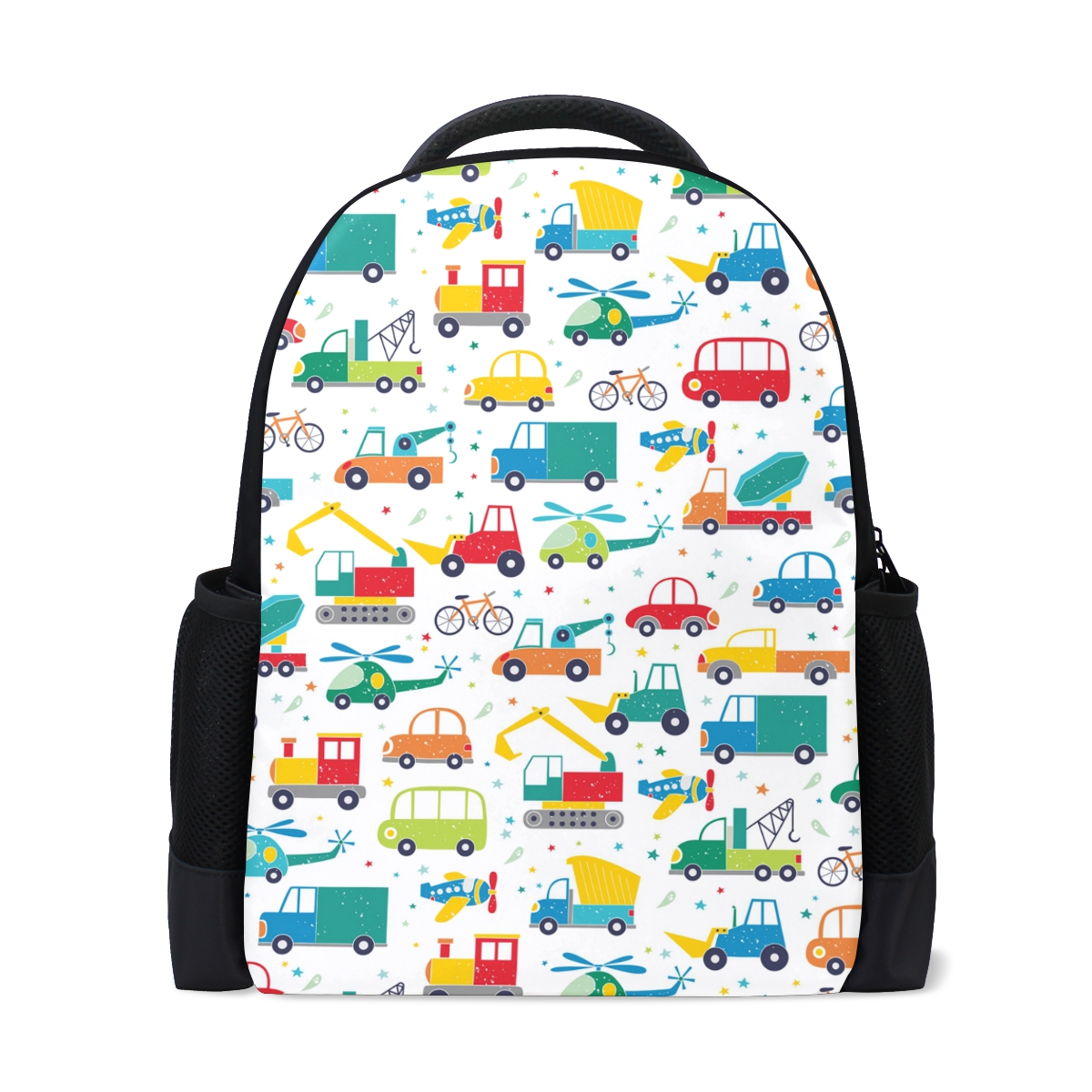 Cartoon car Print children's schoolbag black primary school backpack Kids School Bags For Girls Boys Kids Kindergarten Backpacks: 01