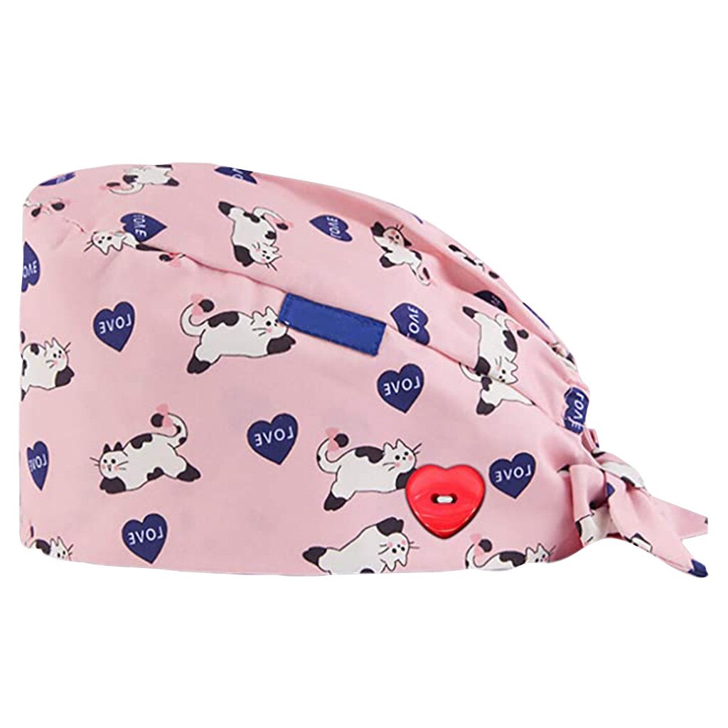 Beautician Dust Cap Multicolor Cartoon Cartoons Printing Cap Scrub Cap Casual Gourd Hat Adjustable Unisex Chef Hat