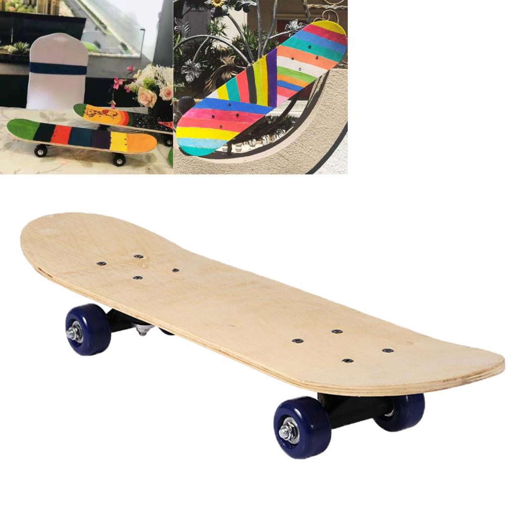 Blank Skateboards for Kids Wooden Complete DIY Freehand Skateboards for Beginner Graffiti for Boy Girl Slide Plate Skating Board