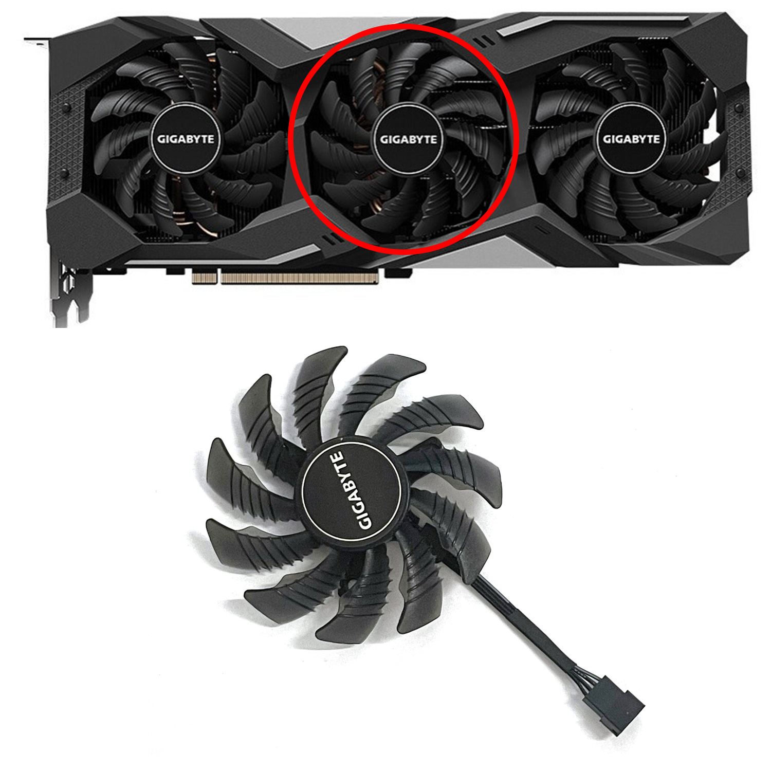PLD08010S12HH 78mm DC 12V 0.35A 4Pin RX5700 GPU Cooler for Gigabyte Radeon RX 5500 5600 5700 XT Graphics Card Fan Cooling: Brown
