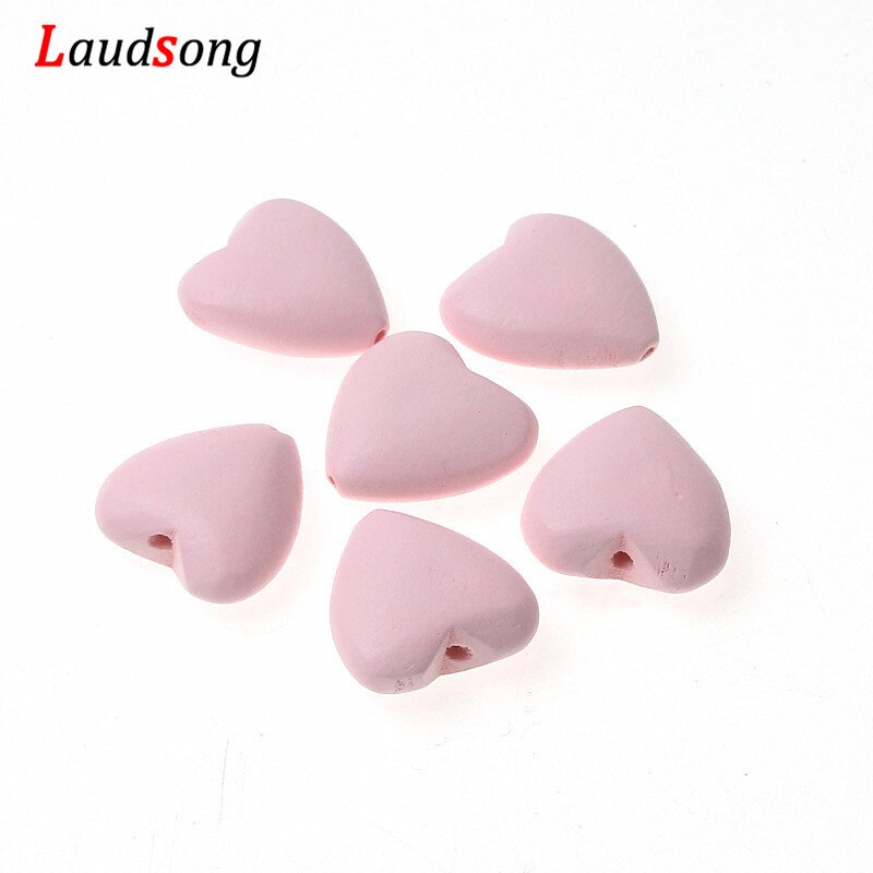 10 sztuk/partia 22mm naturalne wielokolorowe serce urok drewniane koraliki robić tworzenia biżuterii Diy naszyjnik bransoletka biżuteria zroszony