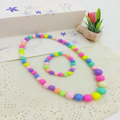 Kleur Strand Resin Kralen Kralen Student Kinderen Ketting Set Lange Ketting Boho: 1