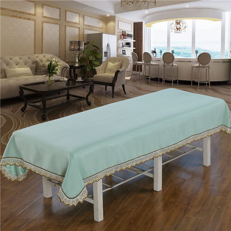 Premium Massage Tafel Lakens, Fijn Linnen, Schoonheidssalon Bed Cover. Geen Verkleuring, Geen Bal, Geen Krimp, Kant Zoom Type: Light blue