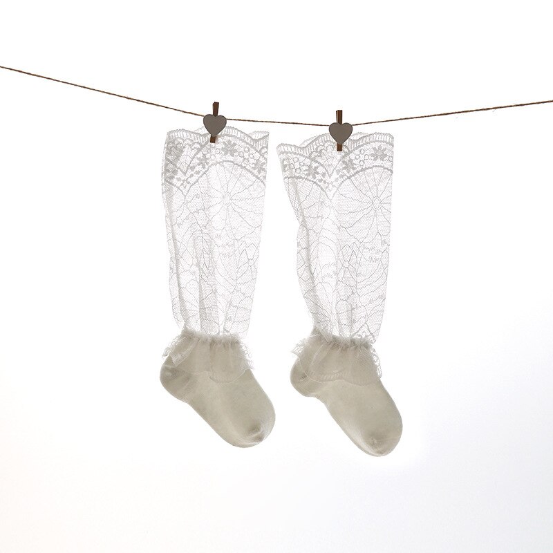 Balleenshiny Sommer Baby Anti-moskito Spitze Baby Socken Dünne Abschnitt Gittergewebe Atmungs Gekämmte Baumwolle freundlicher Mädchen Lange Rohr Knie socken: 3 / 8x18cm Pro 0-6Monat