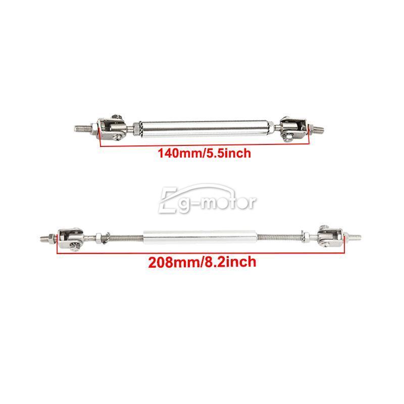 Adjustable Splitter Rods 2-SR-SS Silver Front Rear Bumper Protector Bars Support