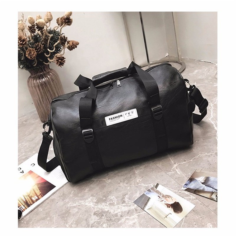 Women men Unisex Travel bag Handbag PU Shoulder Bag Crossbody Tote Large Capacity Couples duffel package: Small black