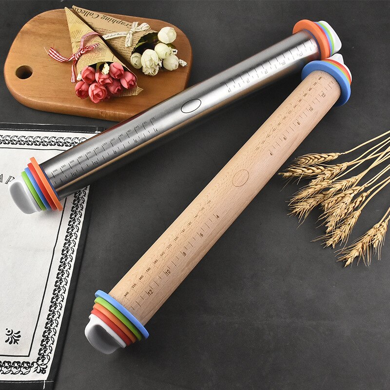Rodillo de acero inoxidable de silicona para hornear, estera de pastelería, utensilios de cocina para hornear masa, Pizza, pasteles, Pasta y galletas