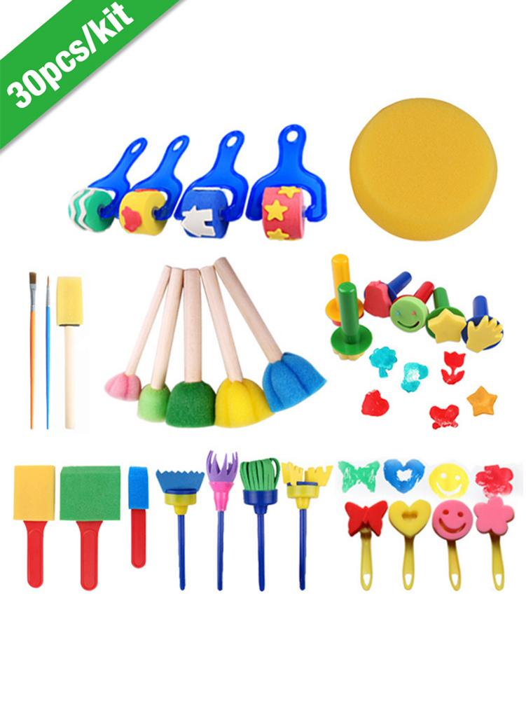 Kids Early Learning Spons Schilderij Kit Kind Vroege Onderwijs Verf Set 30 Stuks Spons Tekening Vormen Penselen