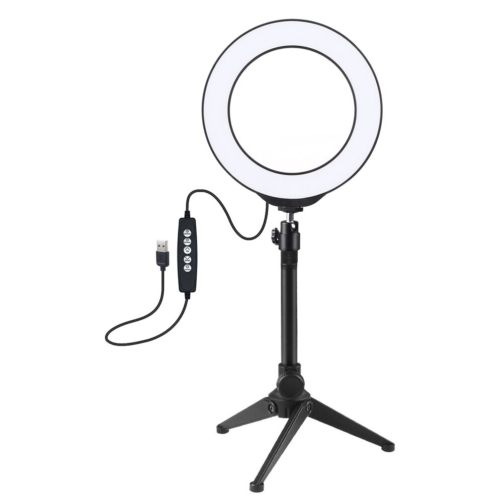 Anillo de luz Led de fotografía de 6,2 pulgadas, 160mm/4,7 pulgadas, 10 modos, 8 colores, RGBW, LED, lámpara de Vlogging redonda, luces de vídeo + trípode de soporte, cabezal de bola