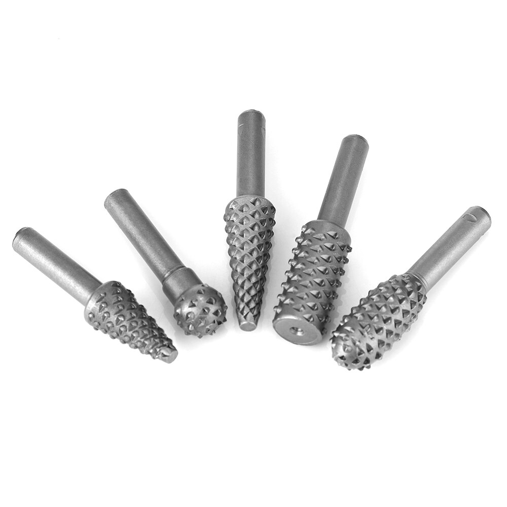 5Pcs Rasp File Drill Bits Rasp Set Drill Grinder Drill Rasp For Woodworking Carving Tool 1/4" Round Shank Rotary Burr Set Bits
