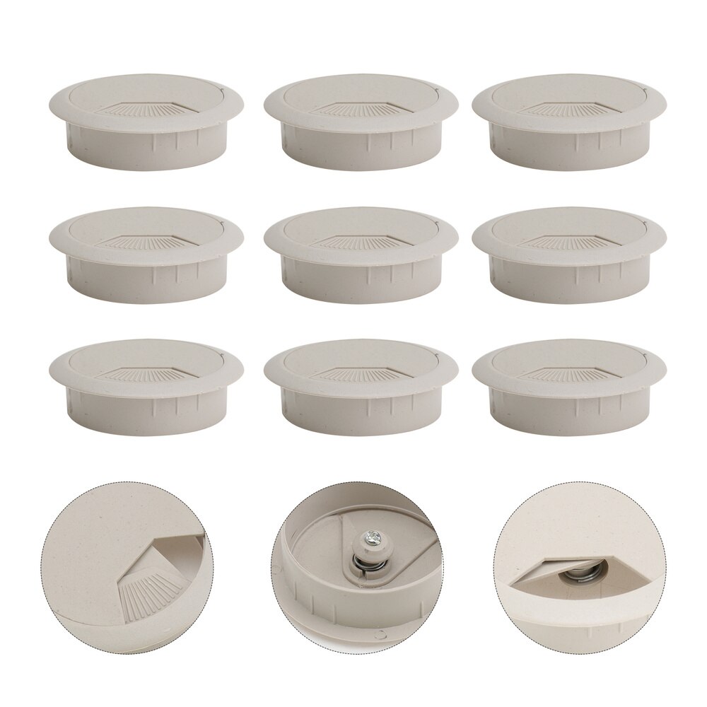 10pcs Office PC Computer Desk Grommet Cable Hole Cover 50mm Diameter (Grey white)