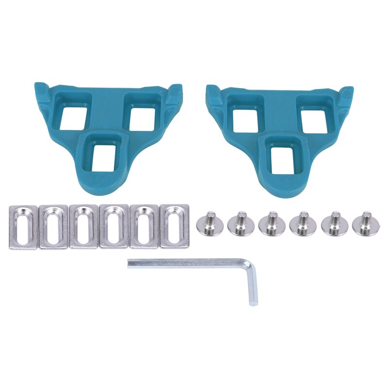 6 ° racefiets schoenplaatjes set zelfborgende fietspedalen lock schoenplaatjes voor shimano spd systeem schoenen float fietsschoenen: Blauw